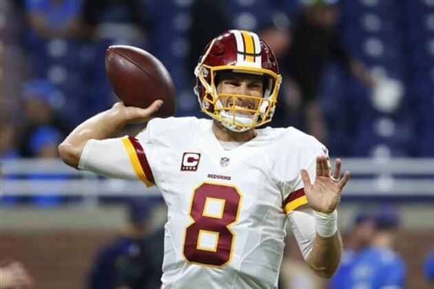 Washington Redskins quarterback Kirk Cousins throws before an NFL football game against the Detroit Lions in Detroit, Monday, Oct. 24, 2016. Detroit won 20-17. (AP Photo/Paul Sancya)
