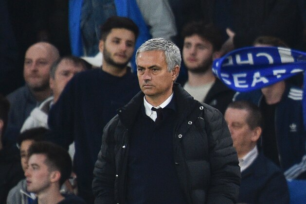 Manchester United's Portuguese manager Jose Mourinho looks on from the touchline during the English Premier League football match between Chelsea and Manchester United at Stamford Bridge in London on October 23, 2016. / AFP / GLYN KIRK / RESTRICTED TO EDITORIAL USE. No use with unauthorized audio, video, data, fixture lists, club/league logos or 'live' services. Online in-match use limited to 75 images, no video emulation. No use in betting, games or single club/league/player publications.  /         (Photo credit should read GLYN KIRK/AFP/Getty Images)