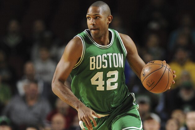 Oct 4, 2016; Amherst, MA, USA; Boston Celtics center Al Horford (42) dribbles the ball during the first half against the Philadelphia 76ers at William D. Mullins Center. Mandatory Credit: Bob DeChiara-USA TODAY Sports