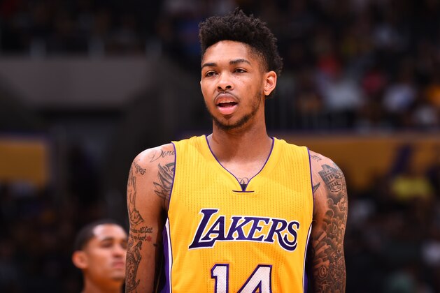 LOS ANGELES, CA - OCTOBER 7: Brandon Ingram #14 of the Los Angeles Lakers is seen against the Denver Nuggets during a preseason game on October 7, 2016 at STAPLES Center in Los Angeles, California. NOTE TO USER: User expressly acknowledges and agrees that, by downloading and/or using this Photograph, user is consenting to the terms and conditions of the Getty Images License Agreement. Mandatory Copyright Notice: Copyright 2016 NBAE (Photo by Juan Ocampo/NBAE via Getty Images) LOS ANGELES, CA - OCTOBER 7: Brandon Ingram #14 of the Los Angeles Lakers is seen against the Denver Nuggets during a preseason game on October 7, 2016 at STAPLES Center in Los Angeles, California. NOTE TO USER: User expressly acknowledges and agrees that, by downloading and/or using this Photograph, user is consenting to the terms and conditions of the Getty Images License Agreement. Mandatory Copyright Notice: Copyright 2016 NBAE (Photo by Juan Ocampo/NBAE via Getty Images)