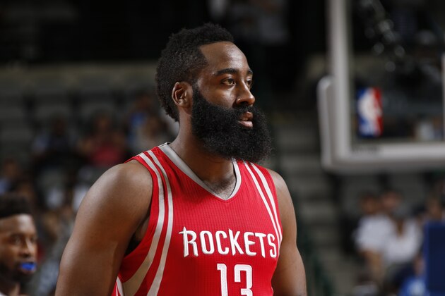 DALLAS, TX - OCTOBER 19:  A close up shot of James Harden