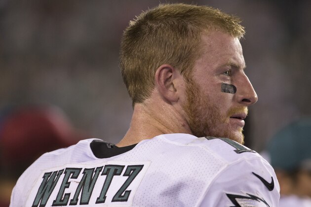 PHILADELPHIA, PA - AUGUST 11: Carson Wentz #11 of the Philadelphia Eagles plays against the Tampa Bay Buccaneers at Lincoln Financial Field on August 11, 2016 in Philadelphia, Pennsylvania. The Eagles defeated the Buccaneers 17-9. (Photo by Mitchell Leff/Getty Images)