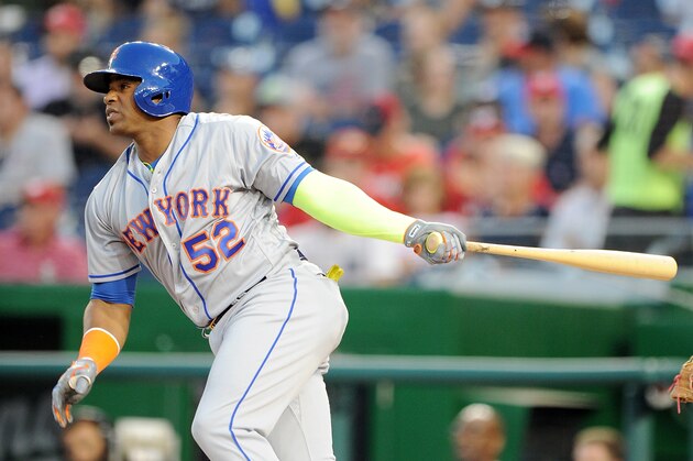 WASHINGTON, DC - SEPTEMBER 12:  Yoenis Cespedes #52 of the New York Mets bats against the Washington Nationals at Nationals Park on September 12, 2016 in Washington, DC. (Photo by G Fiume/Getty Images)