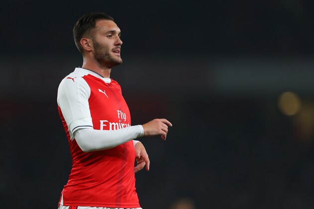 LONDON, ENGLAND - OCTOBER 25: Lucas Perez of Arsenal during the EFL Cup fourth round match between Arsenal and Reading at Emirates Stadium on October 25, 2016 in London, England. (Photo by Catherine Ivill - AMA/Getty Images)