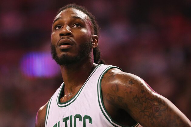 BOSTON, MA - OCTOBER 17:  Jae Crowder #99 of the Boston Celtics looks on during the second quarter of the preseason game against the Brooklyn Nets at TD Garden on October 17, 2016 in Boston, Massachusetts. NOTE TO USER: User expressly acknowledges and agrees that, by downloading and/or using this photograph, user is consenting to the terms and conditions of the Getty Images License Agreement.  (Photo by Maddie Meyer/Getty Images)