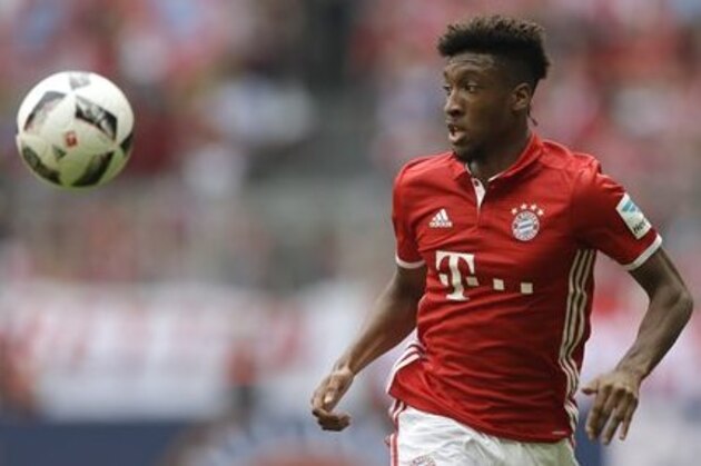 Bayern's Kingsley Coman controls the ball during the German Bundesliga soccer match between FC Bayern Munich and 1. FC Cologne at the Allianz Arena stadium in Munich, Germany, Saturday, Oct. 1, 2016. (AP Photo/Matthias Schrader)