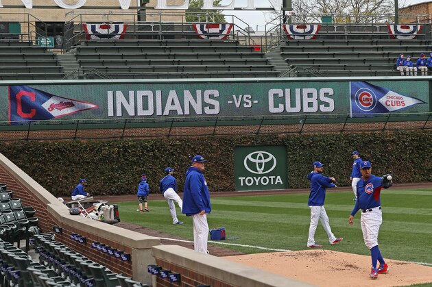 CHICAGO, IL - OCTOBER 27:  Members of the Chicago Cubs work out at Wrigley Field on October 27, 2016 in Chicago, Illinois. The Cubs play the Cleveland Indians in game 3 of the World Series on Friday, October 28.  (Photo by Jonathan Daniel/Getty Images)