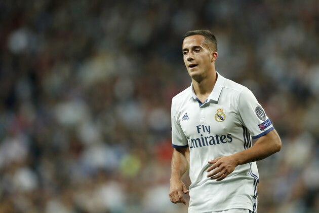 Lucas Vazquez of Real Madrid during the UEFA Champions League group F match between  Real Madrid and Sporting Club de Portugal on September 14, 2016 at the Santiago Bernabeu stadium in Madrid, Spain.(Photo by VI Images via Getty Images)