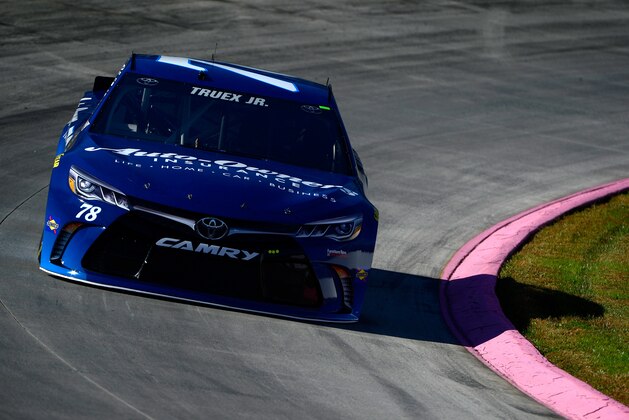 MARTINSVILLE, VA - OCTOBER 28:  Martin Truex Jr, driver of the #78 Auto-Owners Insurance Toyota, practices for the NASCAR Camping World Truck Series Texas Roadhouse 200 presented by Alpha Energy Solutions at Martinsville Speedway on October 28, 2016 in Martinsville, Virginia.  (Photo by Robert Laberge/Getty Images)