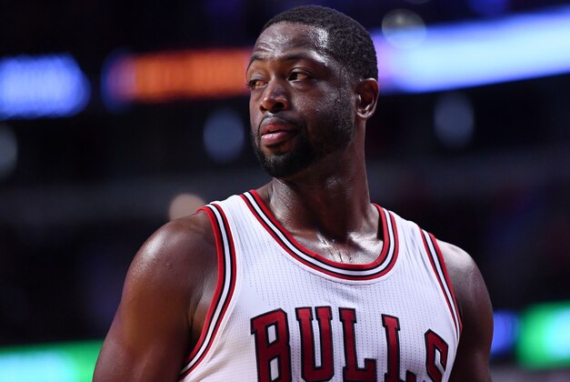 Oct 8, 2016; Chicago, IL, USA;  Chicago Bulls guard Dwyane Wade (3) reacts during the second half against the Indiana Pacers at the United Center. Mandatory Credit: Mike DiNovo-USA TODAY Sports