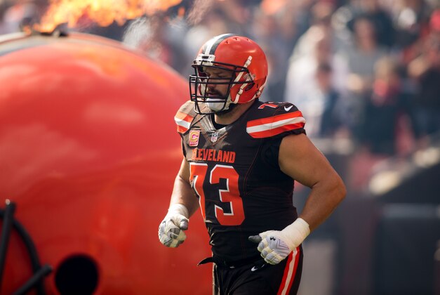 Oct 9, 2016; Cleveland, OH, USA; Cleveland Browns tackle Joe Thomas (73) before the game against the New England Patriots at FirstEnergy Stadium. The Patriots won 33-13. Mandatory Credit: Scott R. Galvin-USA TODAY Sports