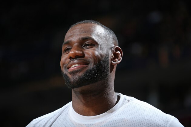 CLEVELAND, OH - OCTOBER 25:  A close up shot of LeBron James #23 of the Cleveland Cavaliers before the game against the New York Knicks on October 25, 2016 at Quicken Loans Arena in Cleveland, Ohio.  NOTE TO USER: User expressly acknowledges and agrees that, by downloading and or using this Photograph, user is consenting to the terms and conditions of the Getty Images License Agreement. Mandatory Copyright Notice: Copyright 2016 NBAE (Photo by Nathaniel S. Butler/NBAE via Getty Images)