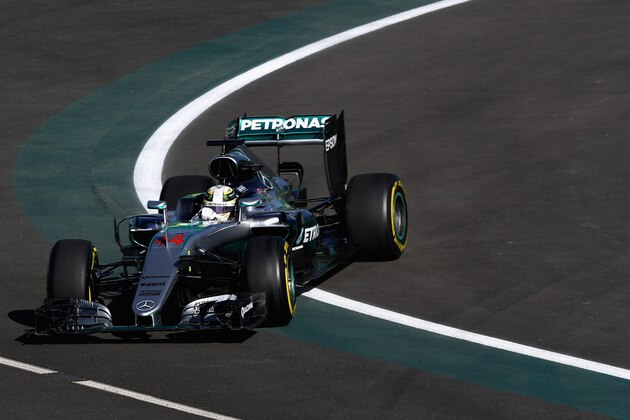 MEXICO CITY, MEXICO - OCTOBER 29:  Lewis Hamilton of Great Britain driving the (44) Mercedes AMG Petronas F1 Team Mercedes F1 WO7 Mercedes PU106C Hybrid turbo off the track during final practice for the Formula One Grand Prix of Mexico at Autodromo Hermanos Rodriguez on October 29, 2016 in Mexico City, Mexico.  (Photo by Clive Mason/Getty Images)