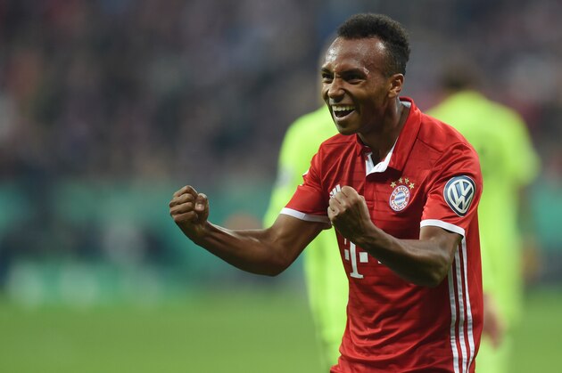 Bayern Munich's US midfielder Julian Green celebrates after scoring the second goal for Munich during the German Cup (DFB Pokal) second round football match between the German first division team's Bayern Munich and FC Augsburg 1907 at the stadium in Munich, southern Germany, on October 26, 2016. / AFP / CHRISTOF STACHE        (Photo credit should read CHRISTOF STACHE/AFP/Getty Images)