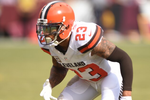 LANDOVER, MD - OCTOBER 02:  Joe Haden #23 of the Cleveland Browns in position in position during a football game against the Washington Redskins at FedEx Field on October 2, 2016 in Landover, Maryland.  The Redskins won 31-20.  (Photo by Mitchell Layton/Getty Images)