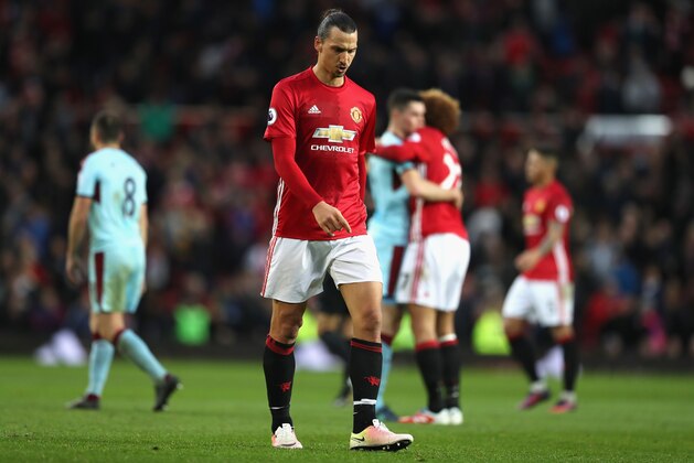 MANCHESTER, ENGLAND - OCTOBER 29:  Zlatan Ibrahimovic of Manchester United is dejected after the final whistle during the Premier League match between Manchester United and Burnley at Old Trafford on October 29, 2016 in Manchester, England.  (Photo by Mark Robinson/Getty Images)