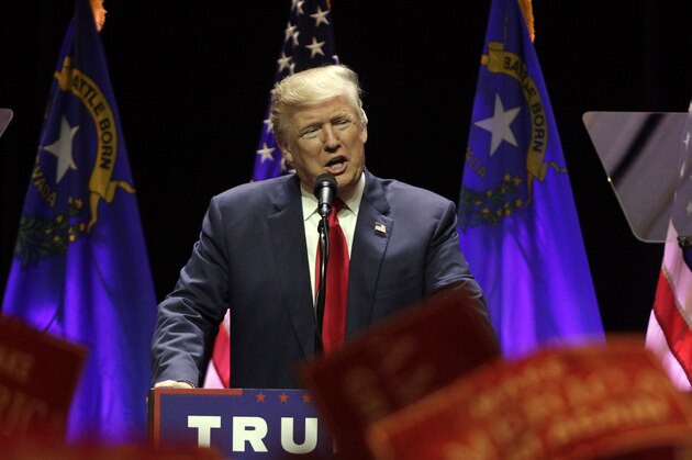 Republican presidential candidate Donald Trump speaks during a campaign rally at the Venetian Hotel on October 30, 2016 in Las Vegas, Nevada.  / AFP / John GURZINSKI        (Photo credit should read JOHN GURZINSKI/AFP/Getty Images)