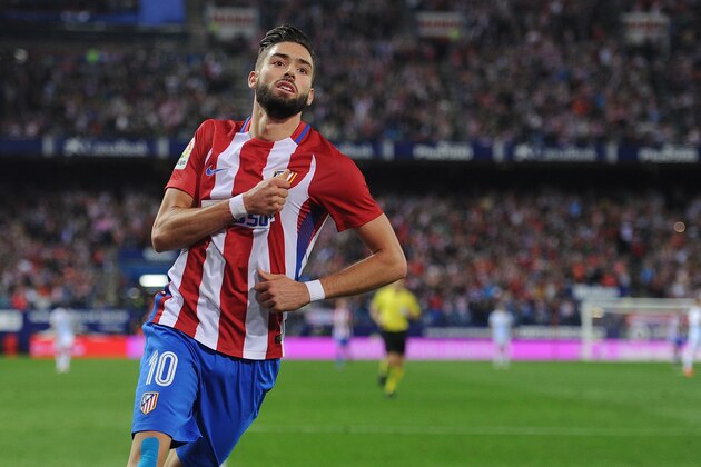 MADRID, SPAIN - OCTOBER 29:  Yannick Carrasco of Club Atletico de Madrid celebrates after scoring his team's 4th goal during the La Liga match between Club Atletico de Madrid and Malaga CF at estadio Vicente Calderon on October 29, 2016 in Madrid, Spain.  (Photo by Denis Doyle/Getty Images)