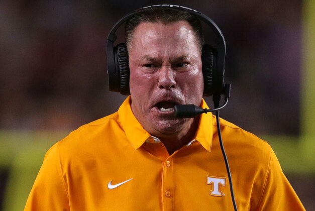 COLUMBIA, SC - OCTOBER 29:  Head coach Butch Jones of the Tennessee Volunteers reacts during their game against the South Carolina Gamecocks at Williams-Brice Stadium on October 29, 2016 in Columbia, South Carolina.  (Photo by Tyler Lecka/Getty Images)