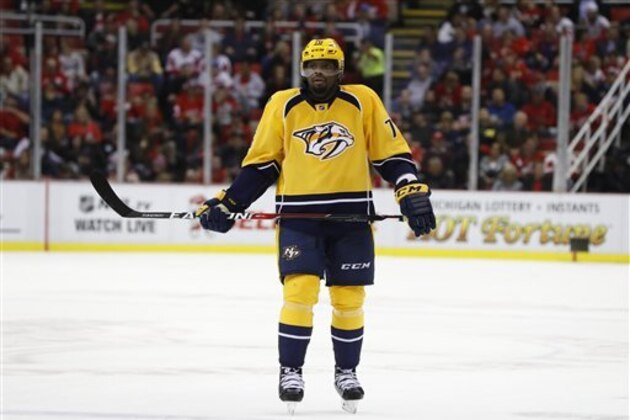 Nashville Predators defenseman P.K. Subban (76) skates against Detroit Red Wings in the first period of an NHL hockey game Friday, Oct. 21, 2016 in Detroit. (AP Photo/Paul Sancya)