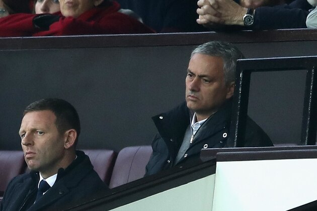 MANCHESTER, ENGLAND - OCTOBER 29: Jose Mourinho, Manager of Manchester United looks on from stands during the Premier League match between Manchester United and Burnley at Old Trafford on October 29, 2016 in Manchester, England.  (Photo by Mark Robinson/Getty Images)
