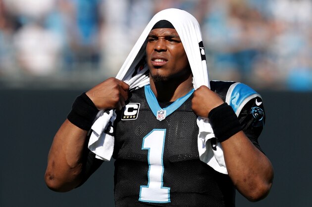 CHARLOTTE, NC - OCTOBER 30: Cam Newton #1 of the Carolina Panthers looks on during pregame warm up against the Arizona Cardinals at Bank of America Stadium on October 30, 2016 in Charlotte, North Carolina.  (Photo by Streeter Lecka/Getty Images)