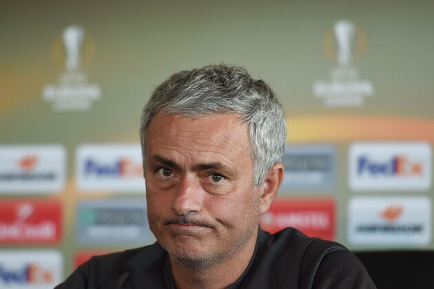 Manchester United manager Jose Mourinho takes part in a press conference at their Carrington base in Manchester, northwest England, on October 19, 2016 ahead of their UEFA Europa League group A football match against Fenerbahce on October 20. / AFP / PAUL ELLIS        (Photo credit should read PAUL ELLIS/AFP/Getty Images)