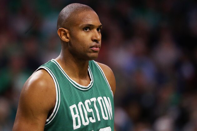 BOSTON, MA - OCTOBER 26:  Al Horford #42 of the Boston Celtics looks on during the second quarter against the Brooklyn Nets at TD Garden on October 26, 2016 in Boston, Massachusetts. NOTE TO USER: User expressly acknowledges and agrees that, by downloading and/or using this photograph, user is consenting to the terms and conditions of the Getty Images License Agreement.  (Photo by Maddie Meyer/Getty Images)