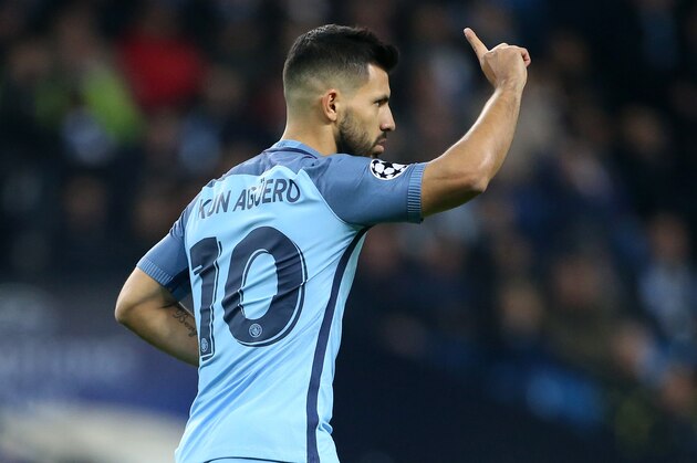 MANCHESTER, ENGLAND - NOVEMBER 1: Sergio Aguero of Manchester City reacts during the UEFA Champions League match between Manchester City FC and FC Barcelona at Etihad Stadium on November 1, 2016 in Manchester, England. (Photo by Jean Catuffe/Getty Images)