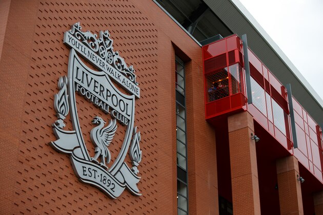LIVERPOOL, ENGLAND - SEPTEMBER 24: A general view of a badge on the new main stand at Anfield, the home stadium of Liverpool during the Premier League match between Liverpool and Hull City at Anfield on September 24, 2016 in Liverpool, England. (Photo by Robbie Jay Barratt - AMA/Getty Images)