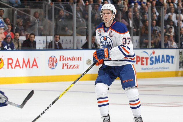 TORONTO, ON - NOVEMBER 1:  Connor McDavid #97 of the Edmonton Oilers skates against the Toronto Maple Leafs during an NHL game at the Air Canada Centre on November 1, 2016 in Toronto, Ontario, Canada. The Leafs defeated the Oilers 3-2 in overtime. (Photo by Claus Andersen/Getty Images)