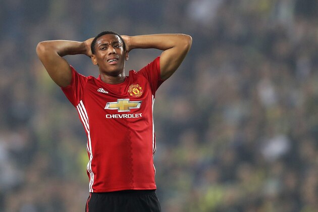 ISTANBUL, TURKEY - NOVEMBER 03:  Anthony Martial of Manchester United reacts during the UEFA Europa League Group A match between Fenerbahce SK and Manchester United FC at Sukru Saracoglu Stadium on November 3, 2016 in Istanbul, Turkey.  (Photo by Chris McGrath/Getty Images)