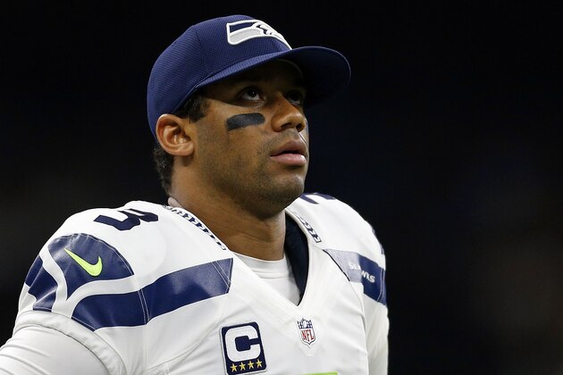 NEW ORLEANS, LA - OCTOBER 30:  Russell Wilson #3 of the Seattle Seahawks reacts during a game against the New Orleans Saints at the Mercedes-Benz Superdome on October 30, 2016 in New Orleans, Louisiana.  (Photo by Jonathan Bachman/Getty Images)