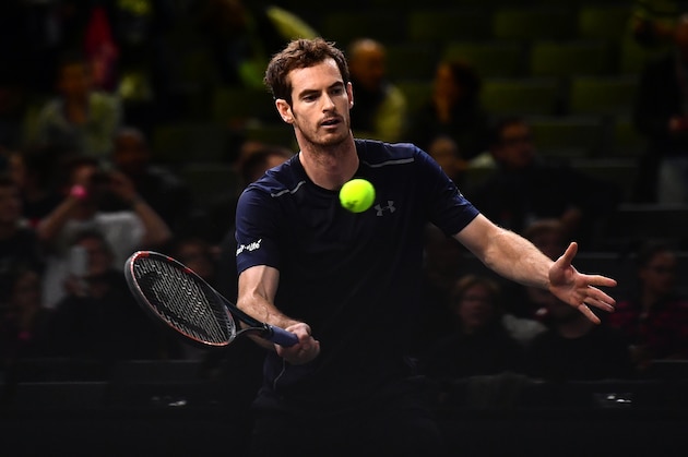 PARIS, FRANCE - NOVEMBER 05:  Andy Murray of Great Britain warms up prior to his Mens Singles semi final match against Miloa Raonic of Canada on day six of the BNP Paribas Masters at Palais Omnisports de Bercy on November 5, 2016 in Paris, France. (Photo by Dan Mullan/Getty Images)