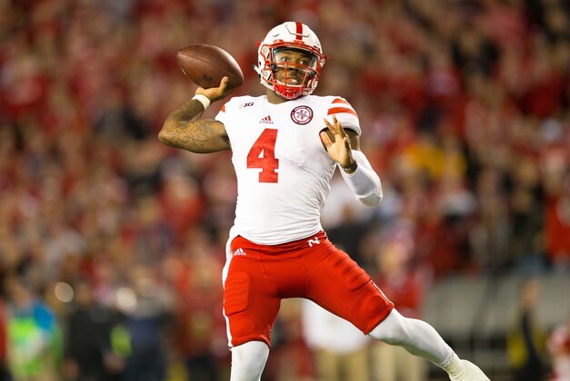 Oct 29, 2016; Madison, WI, USA;  Nebraska Cornhuskers quarterback Tommy Armstrong Jr. (4) during the game against the Wisconsin Badgers at Camp Randall Stadium.  Wisconsin won 23-17.  Mandatory Credit: Jeff Hanisch-USA TODAY Sports