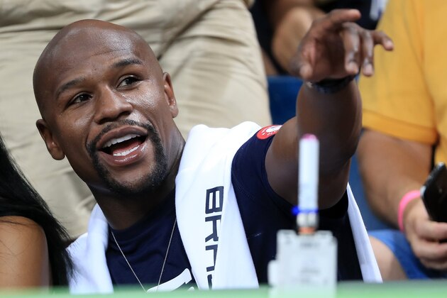 RIO DE JANEIRO, BRAZIL - AUGUST 17:  Boxer Floyd Mayweather Jr. sits courtside as the United States takes on Argentina during the Men's Quarterfinal match on Day 12 of the Rio 2016 Olympic Games at Carioca Arena 1 on August 17, 2016 in Rio de Janeiro, Brazil.  (Photo by Sam Greenwood/Getty Images)