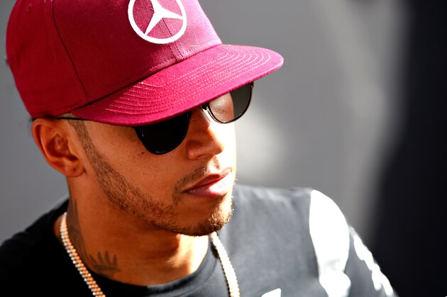 BAKU, AZERBAIJAN - JUNE 16:  Lewis Hamilton of Great Britain and Mercedes GP talks to the media in the Paddock during previews ahead of the European Formula One Grand Prix at Baku City Circuit on June 16, 2016 in Baku, Azerbaijan.  (Photo by Charles Coates/Getty Images,)