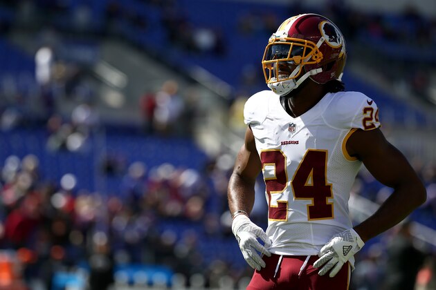 BALTIMORE, MD - OCTOBER 9: Cornerback Josh Norman #24 of the Washington Redskins looks on prior to the game against the Baltimore Ravens at M&T Bank Stadium on October 9, 2016 in Baltimore, Maryland. (Photo by Todd Olszewski/Getty Images)