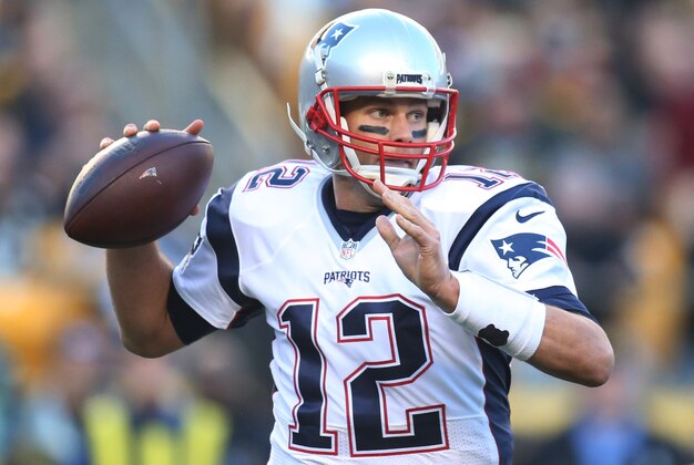Oct 23, 2016; Pittsburgh, PA, USA;  New England Patriots quarterback Tom Brady (12) passes the ball against the Pittsburgh Steelers during the second quarter at Heinz Field. Mandatory Credit: Charles LeClaire-USA TODAY Sports