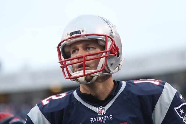 ORCHARD PARK, NY - OCTOBER 30: Tom Brady #12 of the New England Patriots looks on from the sideline during NFL game action against the Buffalo Bills at New Era Field on October 30, 2016 in Orchard Park, New York. (Photo by Tom Szczerbowski/Getty Images)