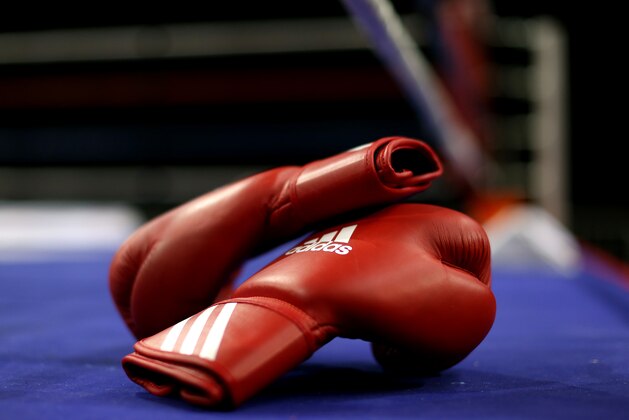 LIVERPOOL, ENGLAND - APRIL 29:  A detailed view of the boxing gloves ringside during day one of the Boxing Elite National Championships at Echo Arena on April 29, 2016 in Liverpool, England.  (Photo by Jan Kruger/Getty Images)