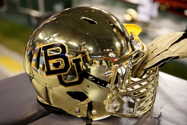 GLENDALE, AZ - JANUARY 01:  A Baylor Bears helmet is displayed during the Tostitos Fiesta Bowl against the UCF Knights at University of Phoenix Stadium on January 1, 2014 in Glendale, Arizona.  (Photo by Christian Petersen/Getty Images)