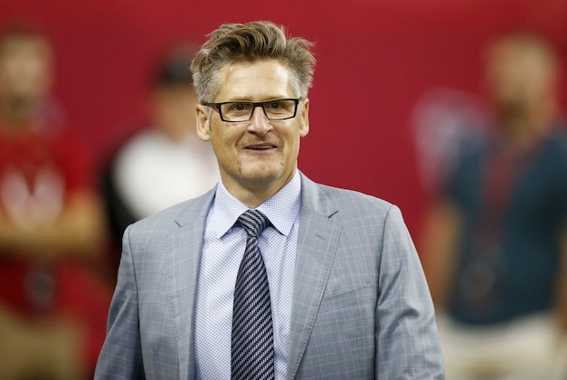 Aug 11, 2016; Atlanta, GA, USA; Atlanta Falcons general manager Thomas Dimitroff before a game against the Washington Redskins at the Georgia Dome. Mandatory Credit: Brett Davis-USA TODAY Sports