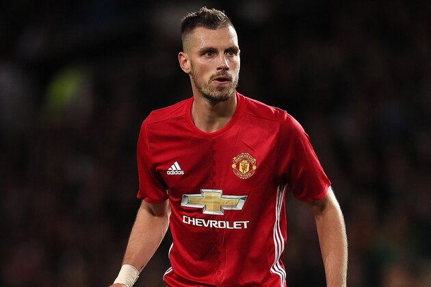 MANCHESTER, ENGLAND - OCTOBER 26:  Morgan Schneiderlin of Manchester United 
looks on during the EFL Cup Fourth Round match between Manchester United and Manchester City at Old Trafford on October 26, 2016 in Manchester, England.  (Photo by Matthew Ashton - AMA/Getty Images)