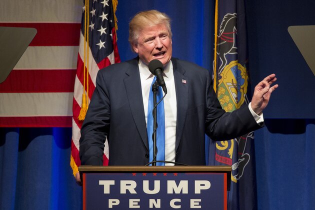 Republican presidential nominee Donald Trump speaks at a rally at Lackawanna College in Scranton, Pennsylvania, on the final day of campaigning November 7, 2016. / AFP / DOMINICK REUTER        (Photo credit should read DOMINICK REUTER/AFP/Getty Images)