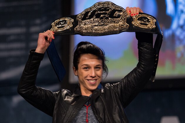 NEW YORK, NY - SEPTEMBER 27: UFC women's strawweight champion Joanna Jedrzejczyk poses for a picture during the UFC 205 press event at Madison Square Garden on September 27, 2016 in New York City. (Photo by Brandon Magnus/Zuffa LLC/Zuffa LLC via Getty Images)