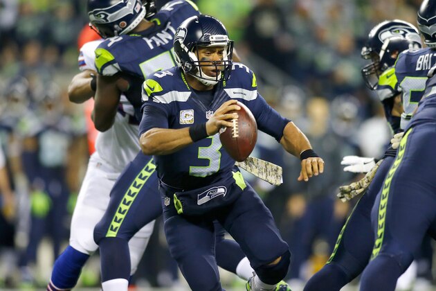 SEATTLE, WA - NOVEMBER 07:  Quarterback Russell Wilson #3 of the Seattle Seahawks passes against the Buffalo Bills at CenturyLink Field on November 7, 2016 in Seattle, Washington.  (Photo by Jonathan Ferrey/Getty Images)