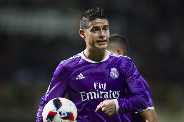 LEON, SPAIN - OCTOBER 26:  James Rodriguez of Real Madrid reacts during the Copa del Rey Round of 32 match between Cultural Leonesa and Real Madrid CF at Reino de Leon Stadium on October 26, 2016 in Leon, Spain.  (Photo by Juan Manuel Serrano Arce/Getty Images)