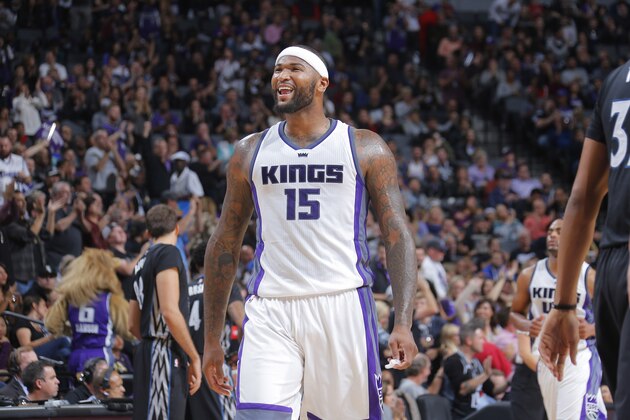 SACRAMENTO, CA - OCTOBER 29: DeMarcus Cousins #15 of the Sacramento Kings looks on during the game against the Minnesota Timberwolves on October 29, 2016 at Golden 1 Center in Sacramento, California. NOTE TO USER: User expressly acknowledges and agrees that, by downloading and or using this photograph, User is consenting to the terms and conditions of the Getty Images Agreement. Mandatory Copyright Notice: Copyright 2016 NBAE (Photo by Rocky Widner/NBAE via Getty Images)