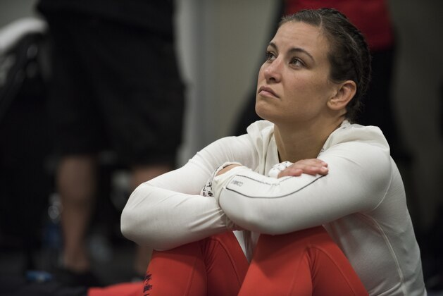 LAS VEGAS, NV - JULY 9:  Miesha Tate waits in the locker room before UFC 200 at T-Mobile Arena on July 9, 2016 in Las Vegas, Nevada. (Photo by Cooper Neill/Zuffa LLC/Zuffa LLC via Getty Images)